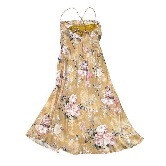 ASTR the Label Gaia Mustard Floral Midi Dress XS - Picture 5 of 13